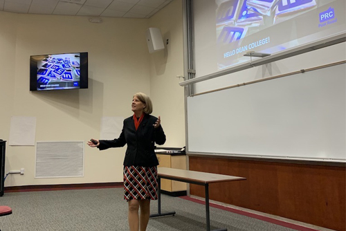 Sandra Long speaking at Dean College January 2020