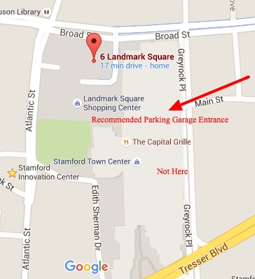 Map to the office of Post Road Consulting in Stamford