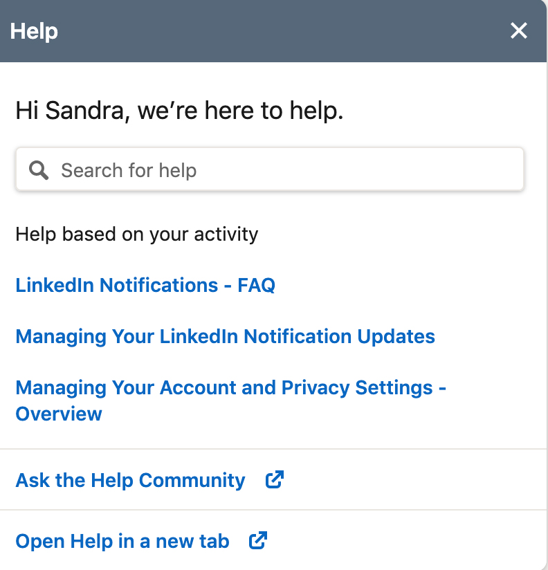 Send a LinkedIn Message to LinkedIn Help